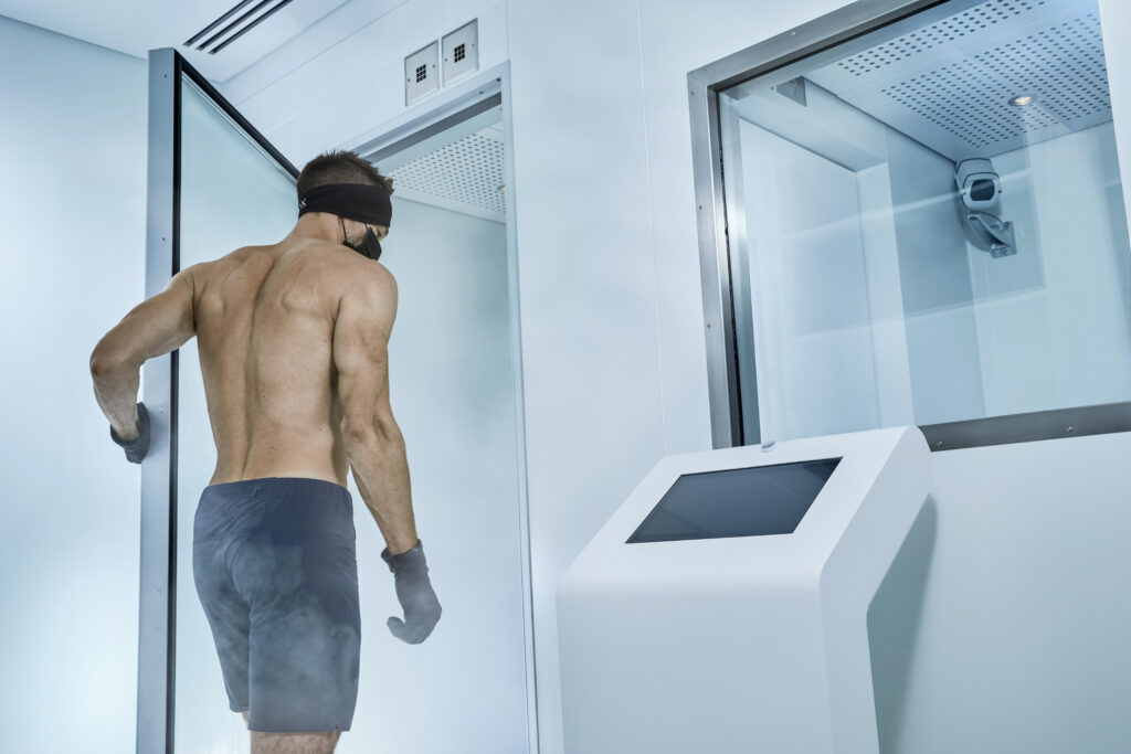 Client walking into the Cryotherapy Treatment Room at Lanserhof at the Arts Club